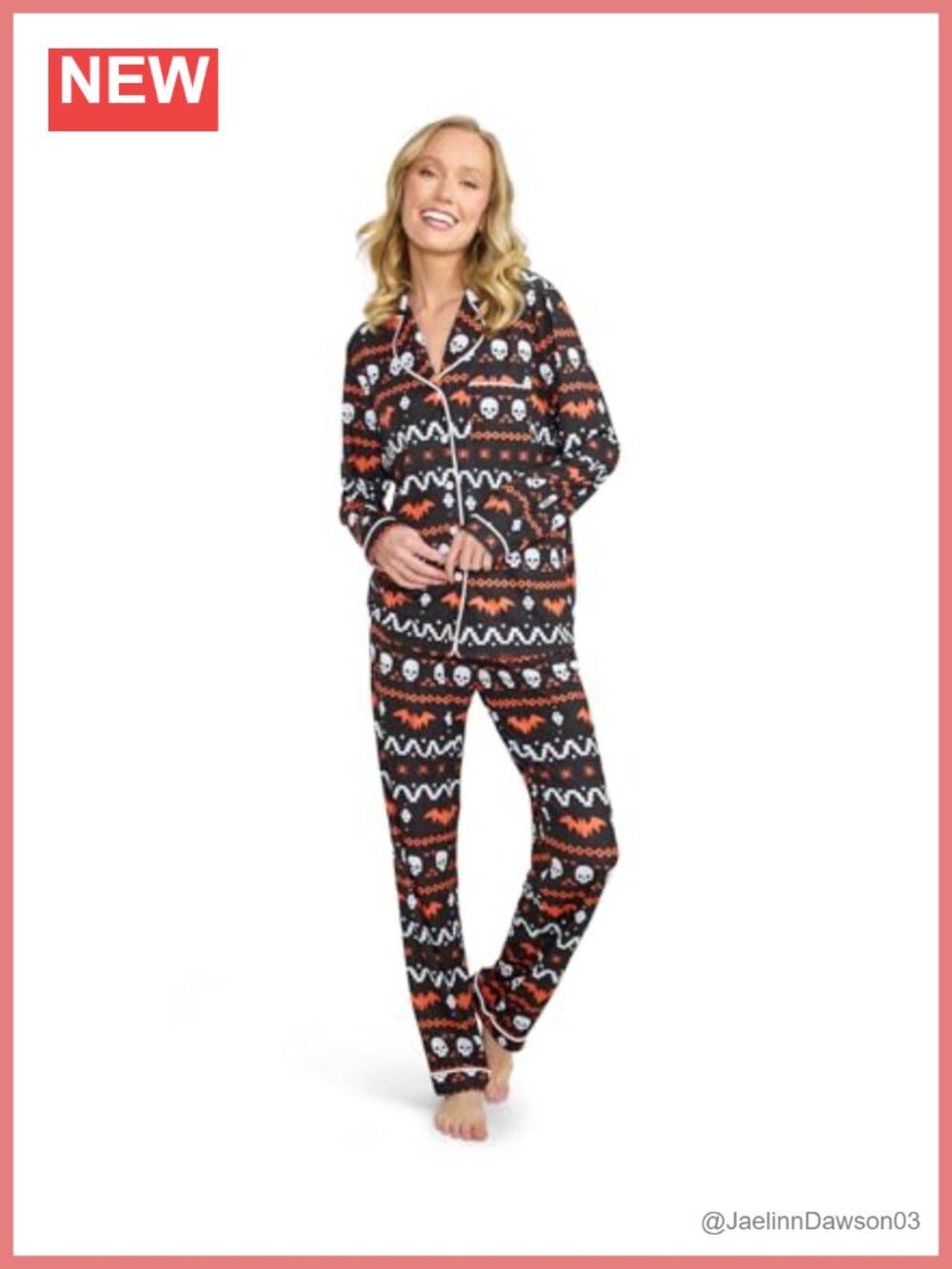 Women's Lapel Christmas Pajama Set Two Piece Button Up Sleepwear
